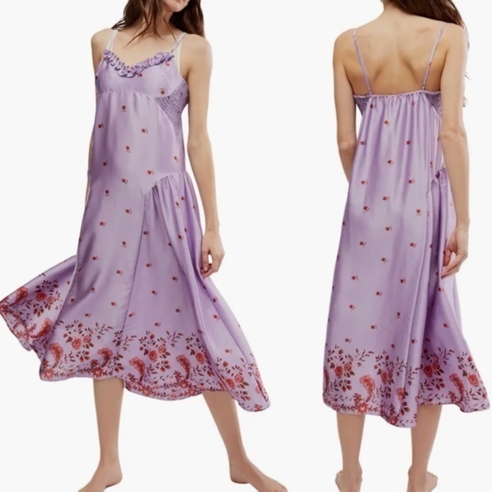 Free People Lavander Floral Slip Dress Size Medium